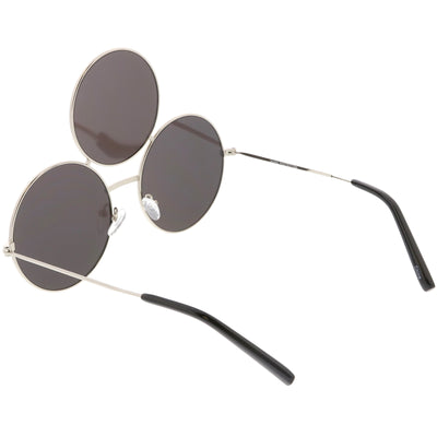 Novedad gafas de sol redondas de gran tamaño con triple círculo en tono de color C715
