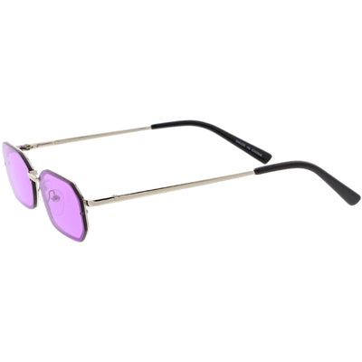 Gafas de sol retro de los años 90 con lentes de tono de color rectangulares pequeñas con corte joya C721