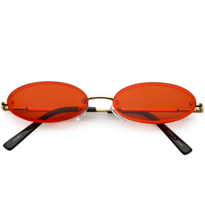 Gafas de sol retro pequeñas de los años 90 con corte de joya en tono de color ovalado C723