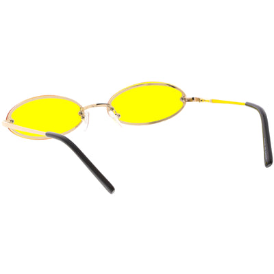 Gafas de sol retro pequeñas de los años 90 con corte de joya en tono de color ovalado C723