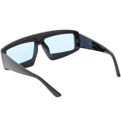 Gafas de sol teñidas de color con lentes planas rectangulares modernas y retro C747