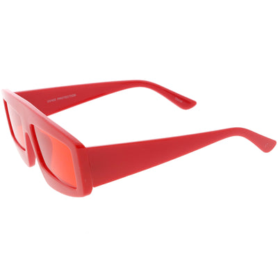 Gafas de sol teñidas de color con lentes planas rectangulares modernas y retro C747