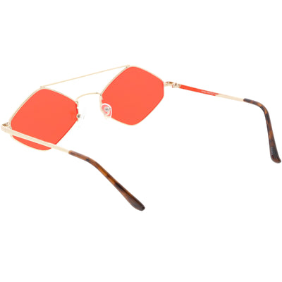 Gafas de sol con lentes planas en tonos de color en forma de diamante hexagonales retro C754