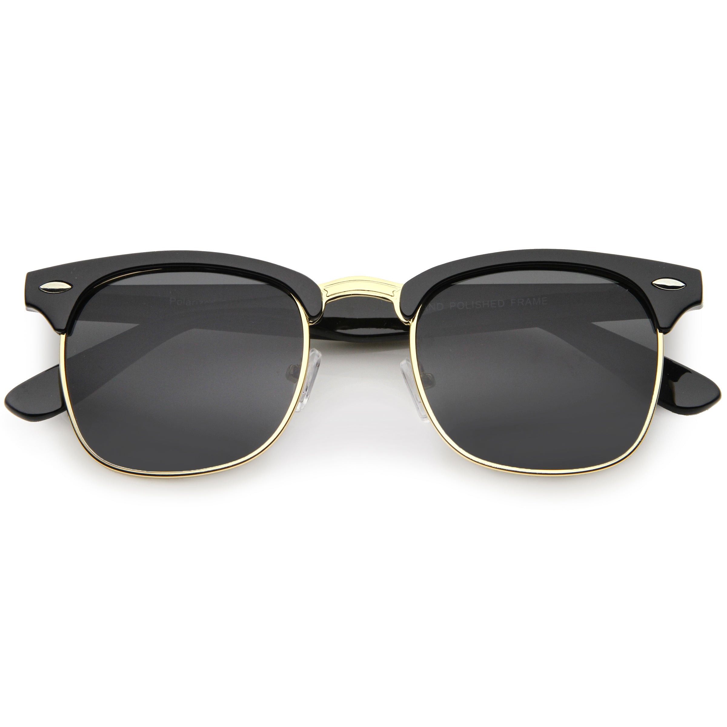 Classic Half Frame Polarized Sunglasses Men Women Retro Rivet Small Sun  Glasses Male Popular Black Anti Glare Travelling Shades