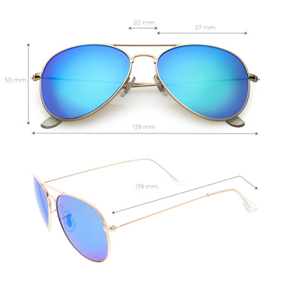 Gafas de sol estilo aviador con lentes de espejo de color metálico clásico C776