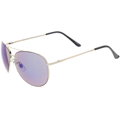 Gafas de sol estilo aviador con lentes de espejo de color redondo clásico C780