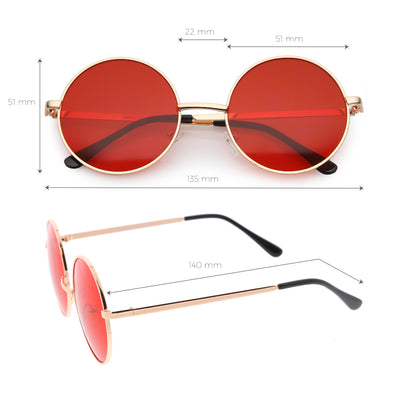 Gafas de sol retro hippie redondas de metal en tono de color 9892