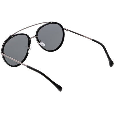 Gafas de sol estilo aviador con lentes espejadas polarizadas en forma de lágrima redondas y elegantes C825