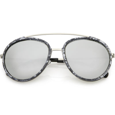 Gafas de sol estilo aviador con lentes espejadas polarizadas en forma de lágrima redondas y elegantes C825