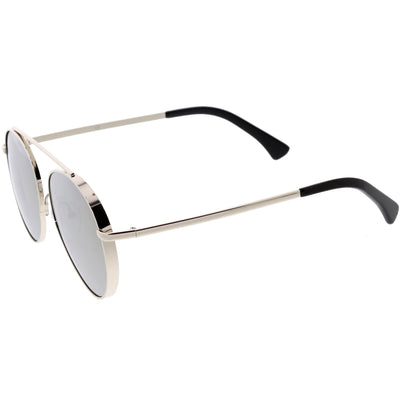Gafas de sol de aviador con lentes planas y barra superior redonda, estilo retro, de gran tamaño, C826