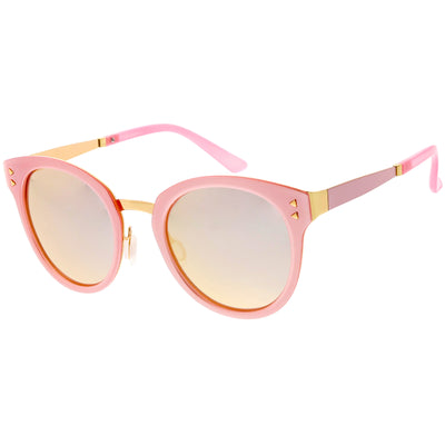 Gafas de sol polarizadas espejadas con borde de cuernos premium para mujer C830