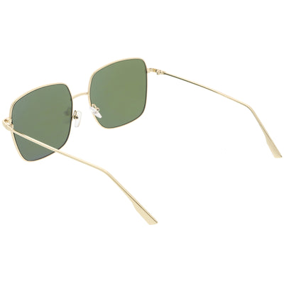 Gafas de sol con lentes planas cuadradas de gran tamaño para mujer, estilo retro moderno, C831