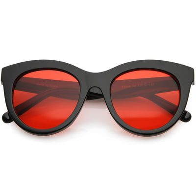 Gafas de sol extragrandes en tono de color ojo de gato con borde con cuernos para mujer C837