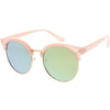 Gafas de sol con lentes espejadas planas y borde redondo con cuernos para mujer C839