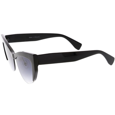 Gafas de sol tipo ojo de gato con lentes de color neutro y semi sin montura de gran tamaño C853
