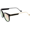 Gafas de sol estilo ojo de gato con borde de cuerno elegante, lentes de espejo de color redondo C857