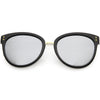 Gafas de sol estilo ojo de gato con borde de cuerno elegante, lentes de espejo de color redondo C857