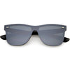 Gafas de sol retro modernas con borde de cuernos y lentes espejadas planas C869