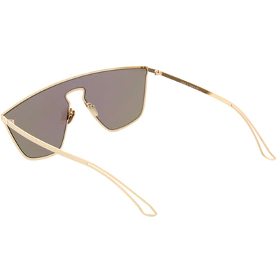 Gafas de sol de metal con lentes planas espejadas modernas retro disco C870