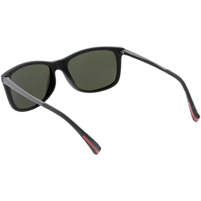 Gafas de sol cuadradas con lentes polarizadas y brazos de metal con borde de cuerno clásico C891
