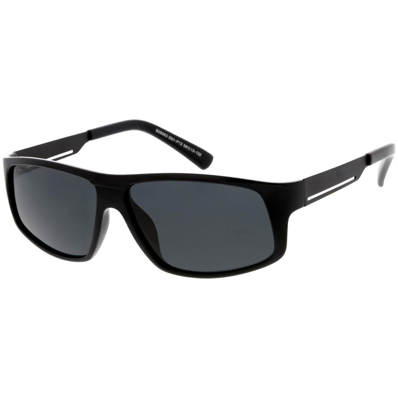 Gafas de sol rectangulares con lentes polarizadas y brazos de metal planos Lifestyle C892
