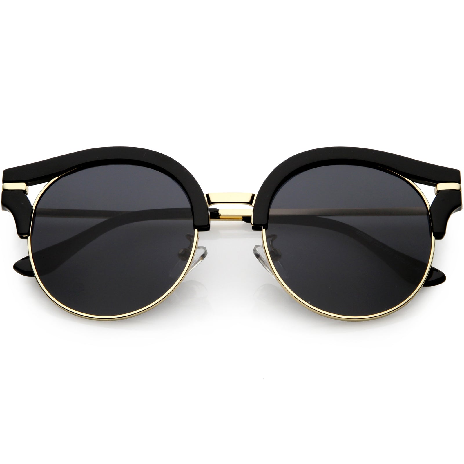 Gafas de sol tipo ojo de gato con lentes planas polarizadas y brazos metálicos redondos C896