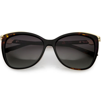 Gafas de sol estilo ojo de gato con lentes polarizadas cuadradas y adornos metálicos clásicos C897