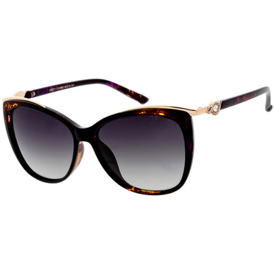 Gafas de sol estilo ojo de gato con lentes polarizadas cuadradas y adornos metálicos clásicos C897