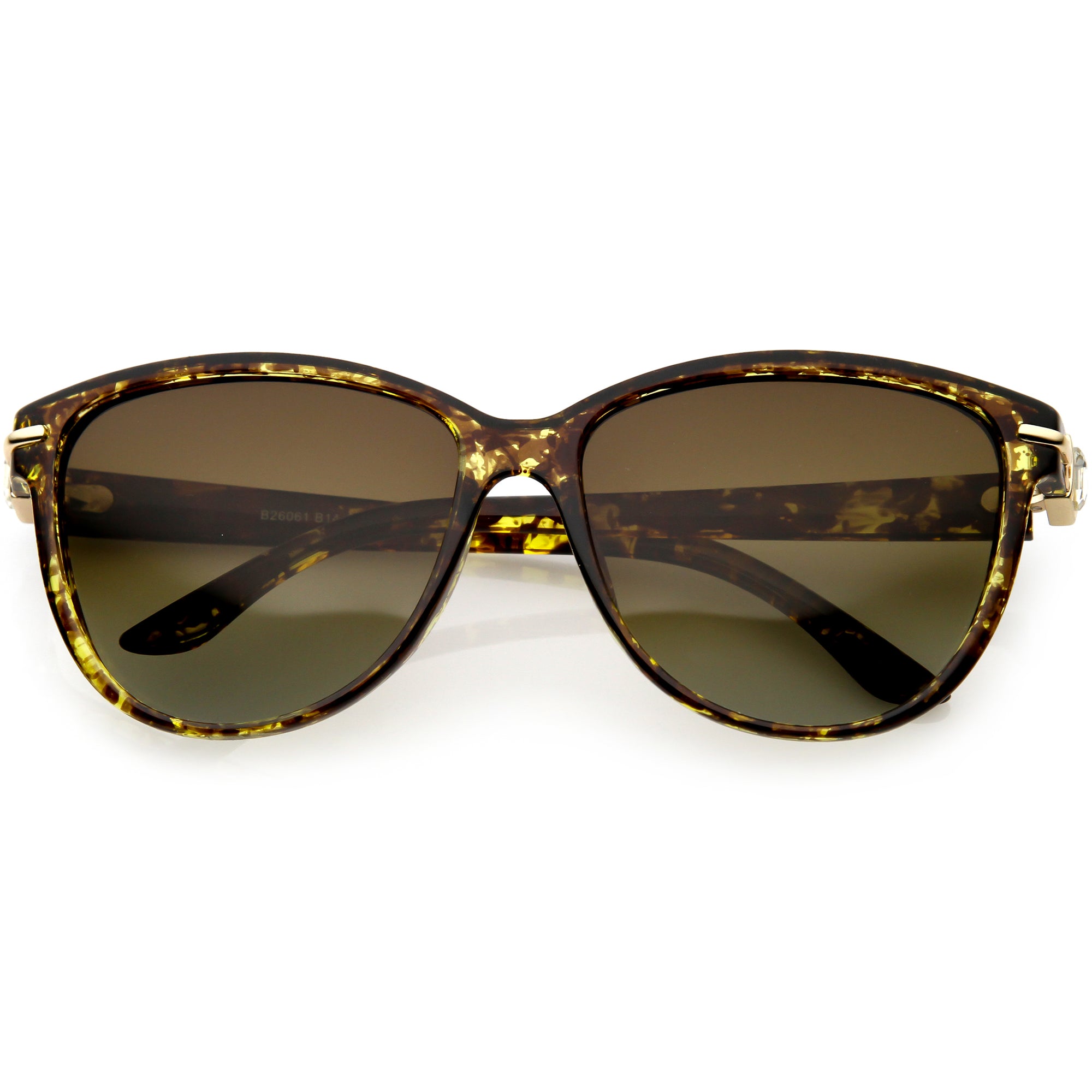 Gafas de sol tipo ojo de gato de gran tamaño con detalles de diamantes de imitación, lentes polarizadas C901