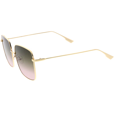 Gafas de sol de metal fino con lentes planas cuadradas de gran tamaño para mujer C922