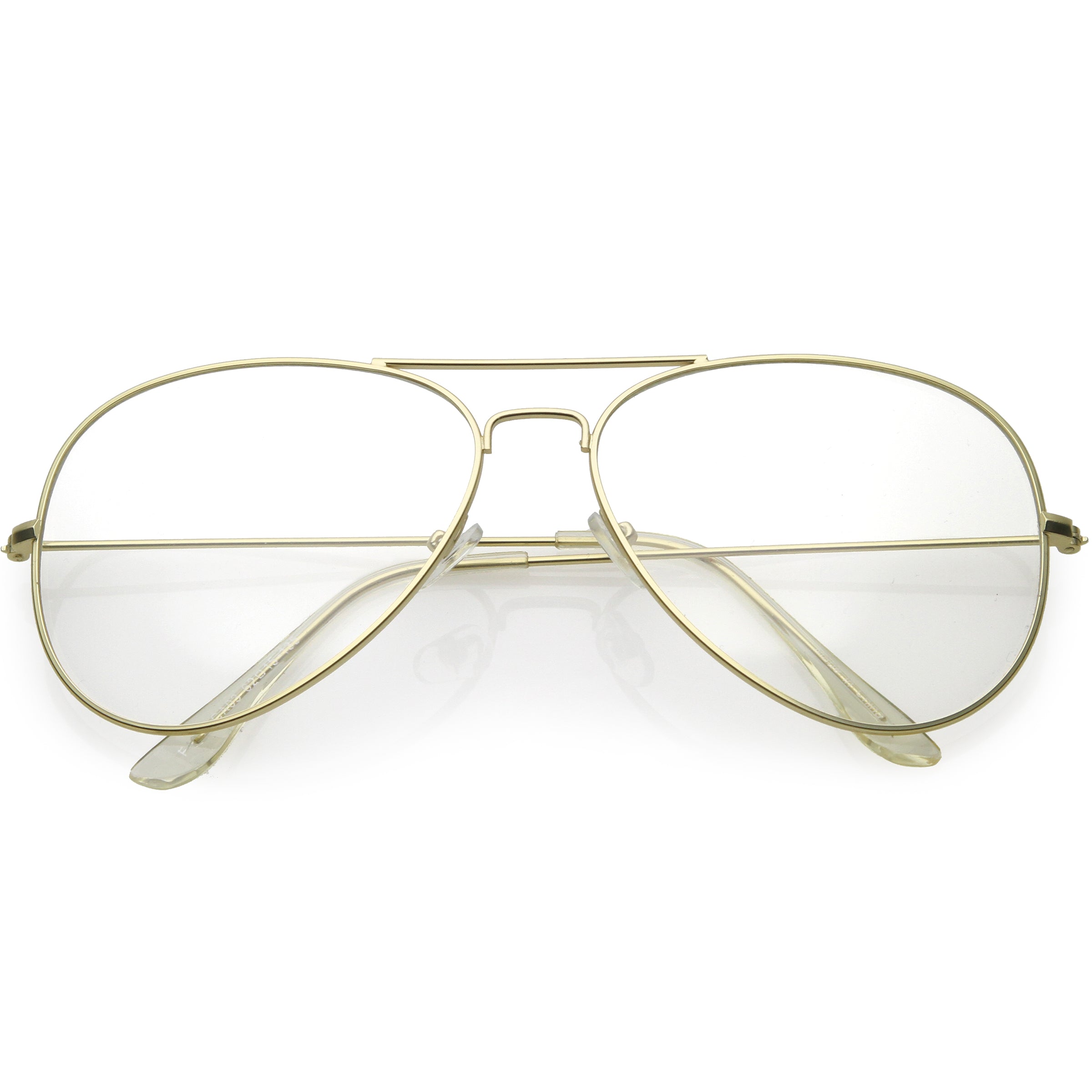 Retro Classic Full Metal Tear Drop Clear Lens Aviator Glasses - zeroUV
