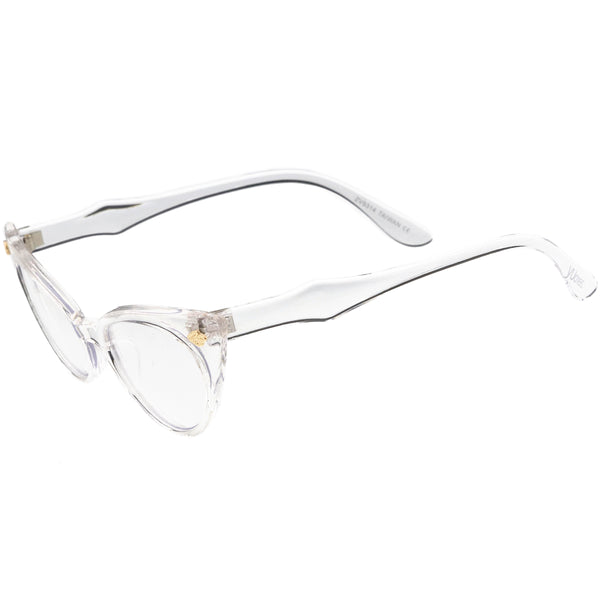 Womens Small Retro 1950s Secretary Clear Lens Cat Eye Glasses Zerouv 6234