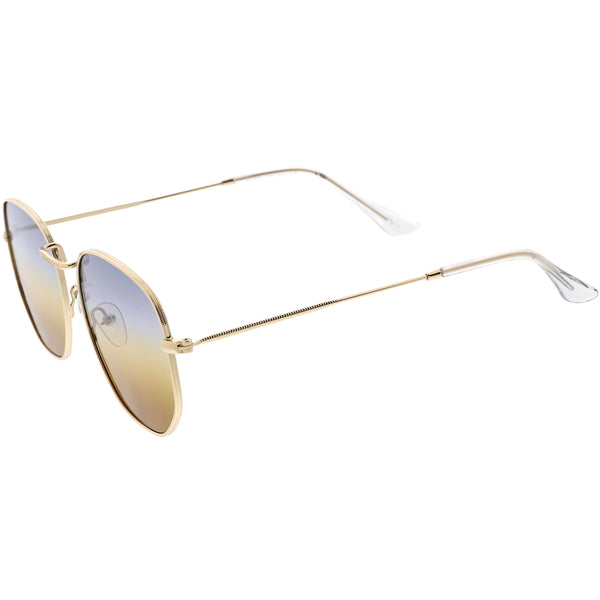 Retro Geometric Gradient Dual Color Metal Flat Lens Sunglasses Zerouv