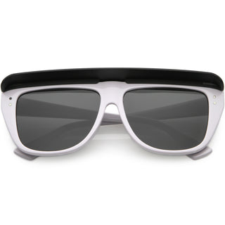 Retro 1980's Life Guard Poolside Flat Top Visor Sunglasses C951 - White Smoke
