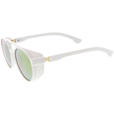 Gafas de sol retro Steampunk con lentes espejadas y ventilación lateral C955