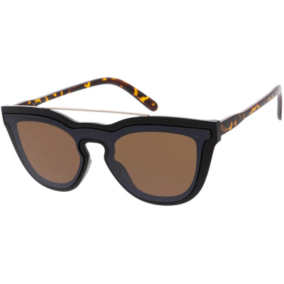 Gafas de sol futuristas con borde de cuernos mono con lentes planas y escudo C969