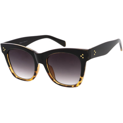 Gafas de sol extragrandes con montura de cuerno de plástico clásicas con detalle dorado C971