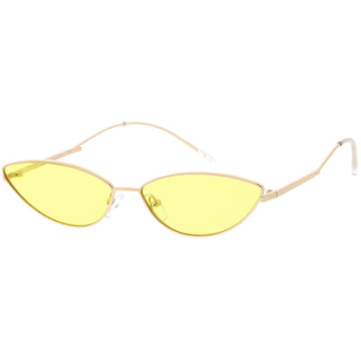 Retro Vintage Inspired Thin Metal Frame Color Tinted Lens Cat Eye Sunglasses C977