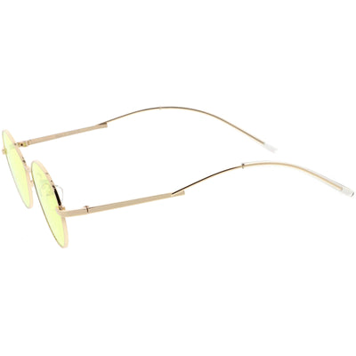 Gafas de sol ovaladas con montura de metal dorado y lentes tintadas de color sofisticado retro C978