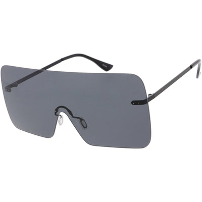 Gafas de sol futuristas de gran tamaño con lentes de escudo plano sin montura C982