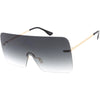 Gafas de sol futuristas de gran tamaño con lentes de escudo plano sin montura C982