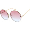 Gafas de sol de dos tonos de color sin montura redondas de gran tamaño para mujer C985