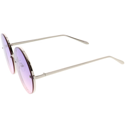 Gafas de sol de dos tonos de color sin montura redondas de gran tamaño para mujer C985