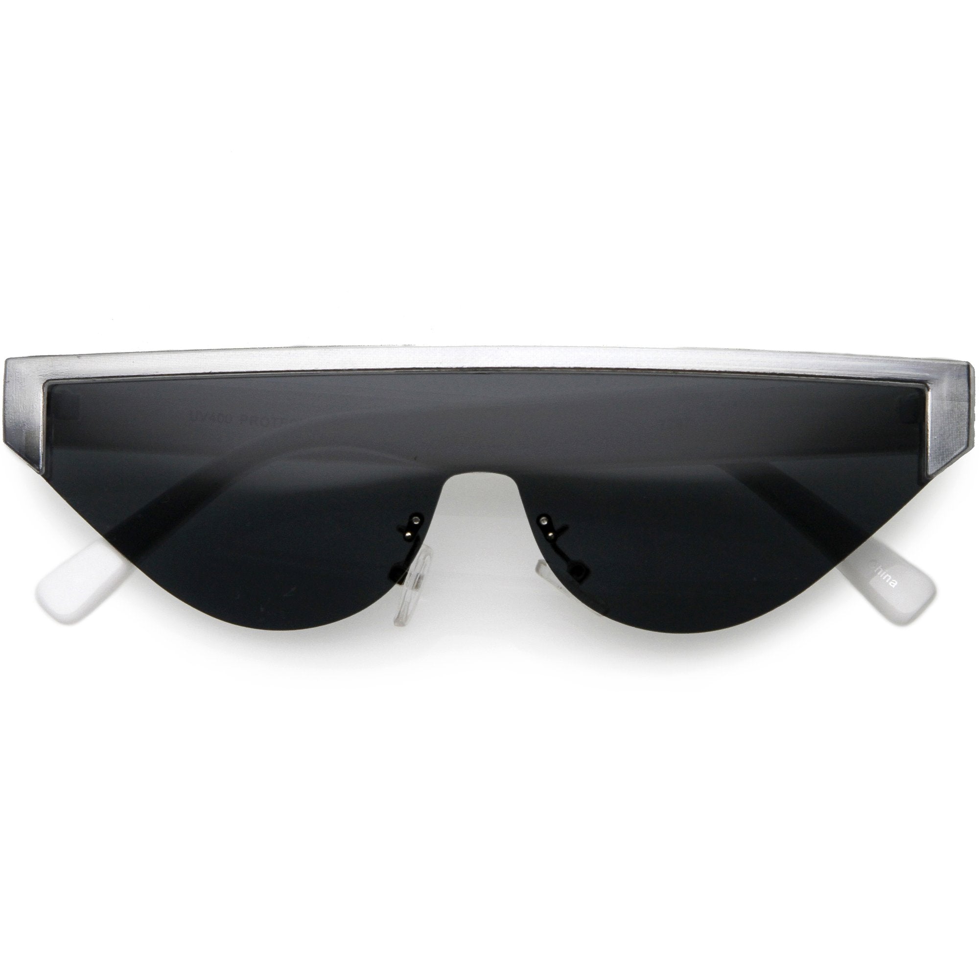 Flat Top Shield Visor Sunglasses Large Tinted Lens Rimless