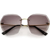 Gafas de sol geométricas con lentes degradados biselados sin montura de gran tamaño D014