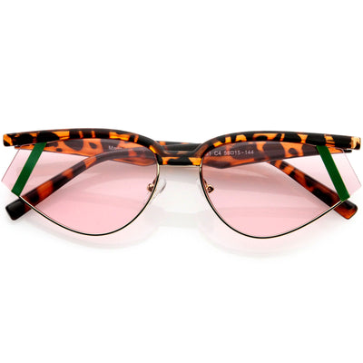 Gafas de sol estilo ojo de gato con línea de cejas y detalle de patillas en color geométrico de lujo D019