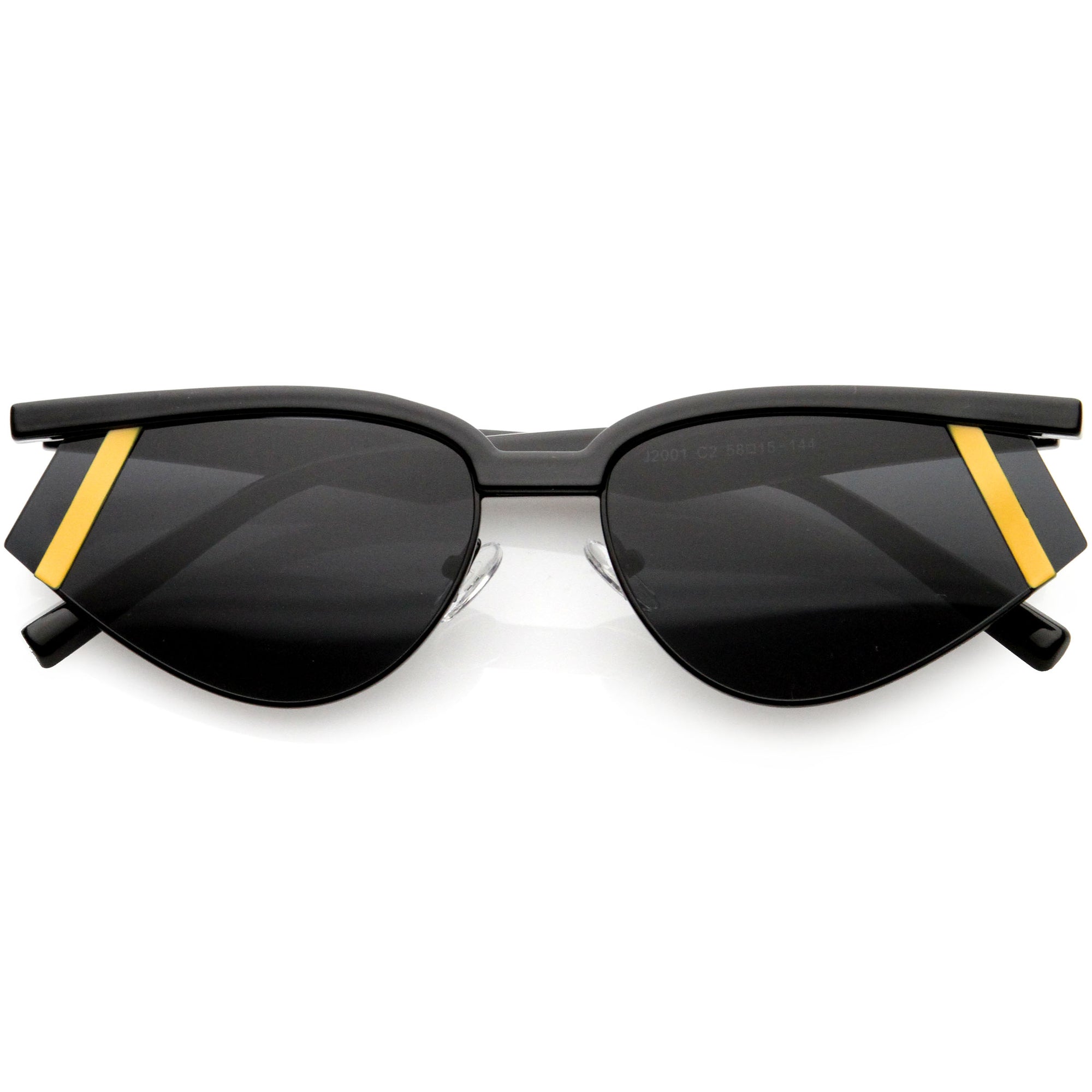 Gafas de sol estilo ojo de gato con línea de cejas y detalle de patillas en color geométrico de lujo D019