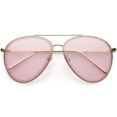 Gafas de sol estilo aviador con detalle de lentes recortadas con purpurina Luxe Urban Chic D026