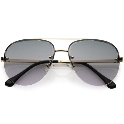 Gafas de sol de aviador cuadradas con lentes biseladas y semi montura extragrandes de lujo D028