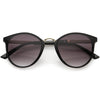 Flirty Two-Tone Glitter Arms Accent Chic Cat Eye P3 Round Sunglasses D037
